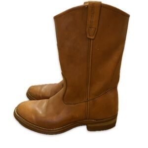 Vintage Wolverine Tan Leather Chore Boots. Made in the USA 10 1/2 D 856 1988